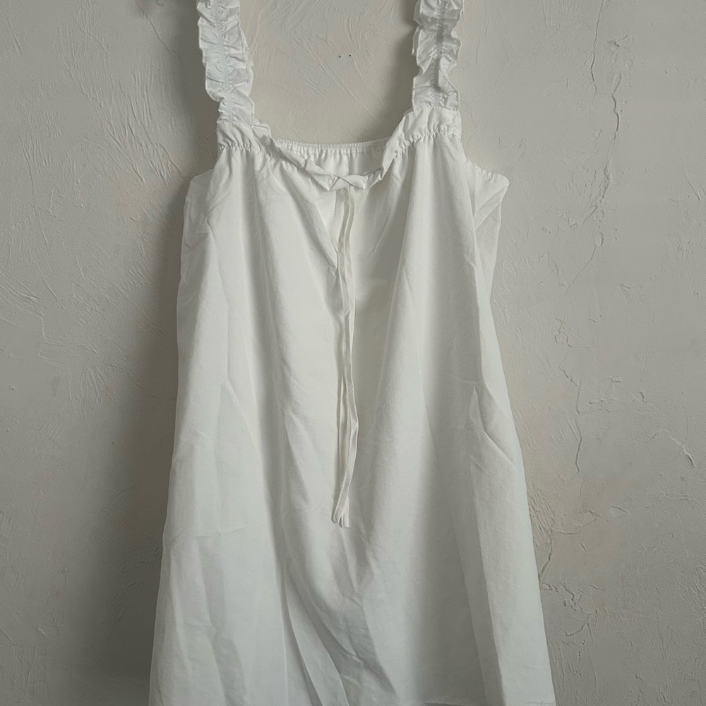 White Ruffled Strap Dress